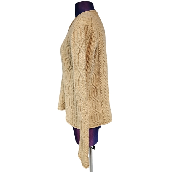 Vintage J. Crew 100% Lambswool Cable Knit V-Neck Sweater Size Large Women's O7 - Picture 4 of 10